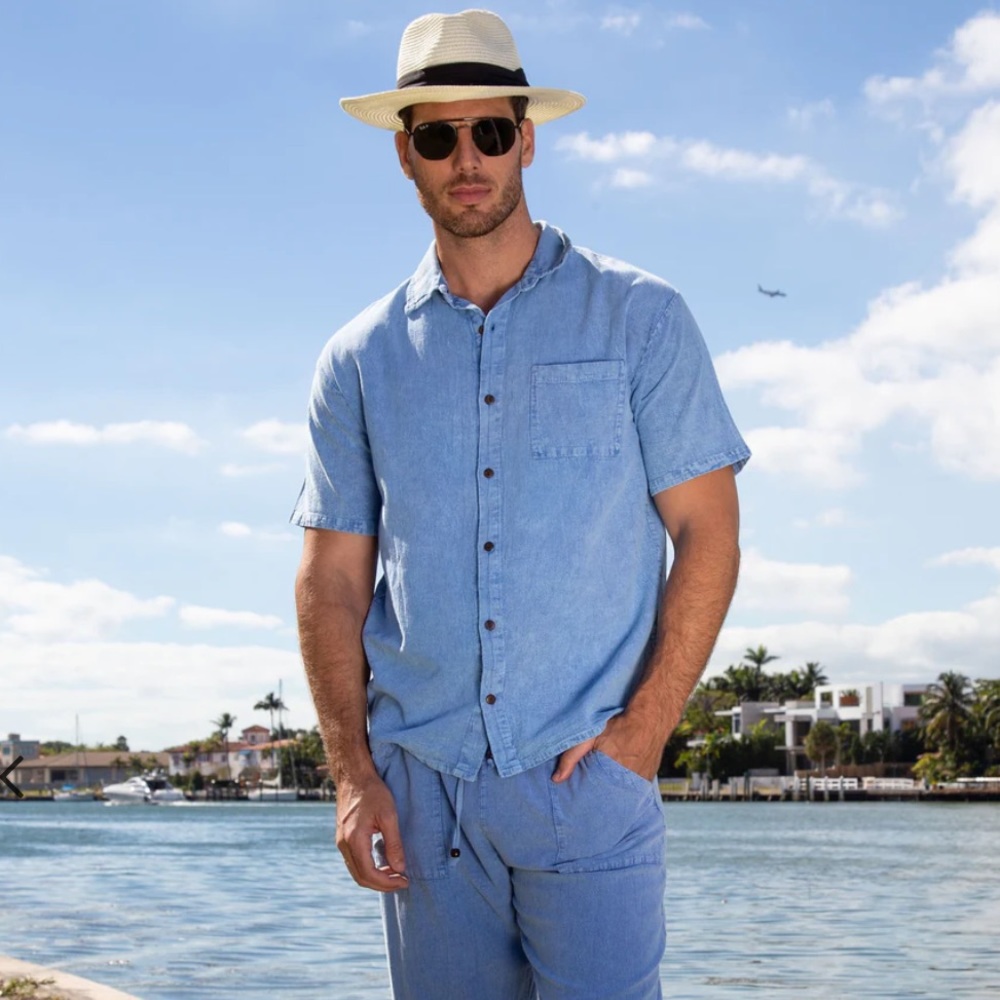 Men’s XXXL resort wear seaspice button up shirt